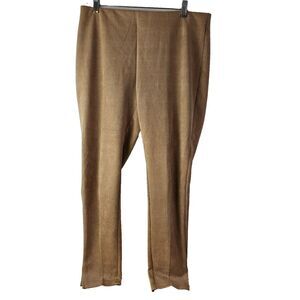 Zac & Rachel Pants Large Womens Tan Split Ankle Pull-On Stretch High-Rise Office